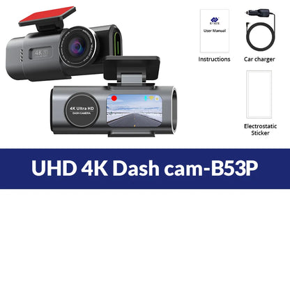 4K Dashcam med Dobbelt Linse, GPS & Wi-Fi