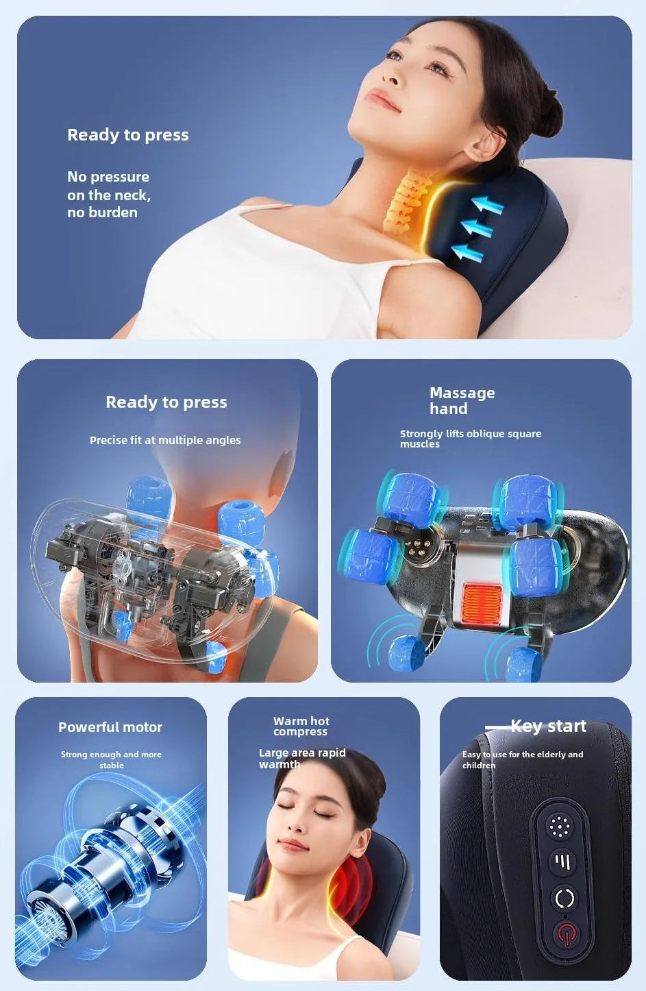 Trådløs Opvarmet Nakke- og Rygmassagepude