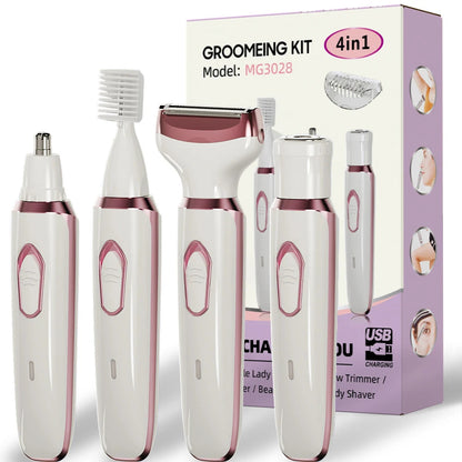 Genopladelig 4-i-1 Elektrisk Barbermaskine til Kvinder