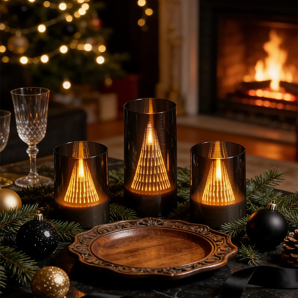 3 Stk. Flammefri LED-Stearinlys med Flammeeffekt