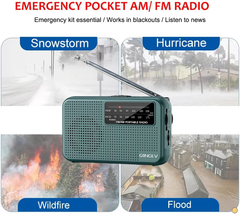 Mini Bærbar AM/FM-Radio med Hovedtelefonstik