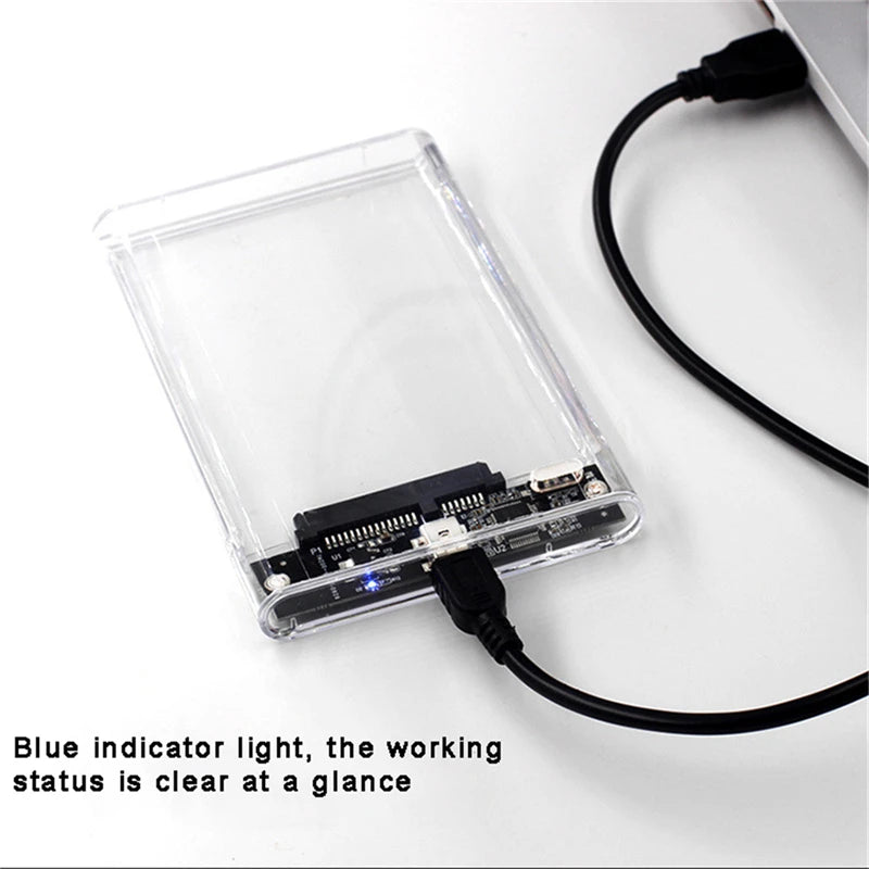 Gennemsigtigt 2,5” HDD SSD USB-C-Kabinet