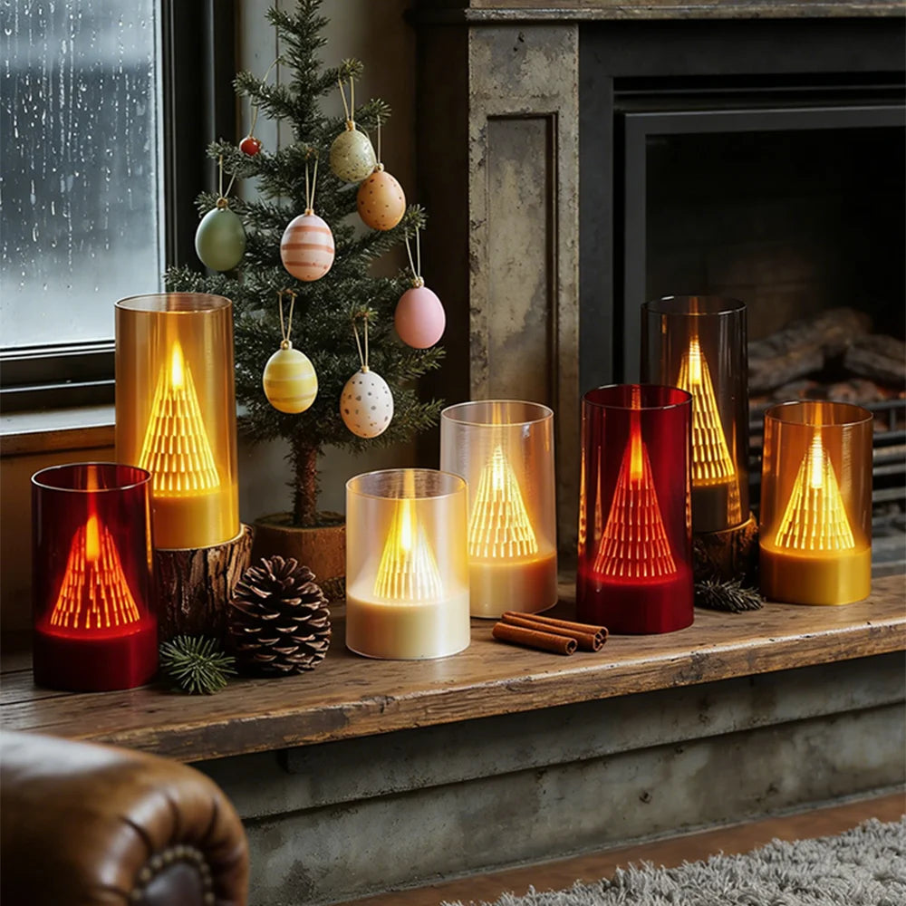 3 Stk. Flammefri LED-Stearinlys med Flammeeffekt