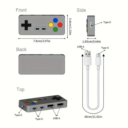4-i-1 USB-Hub med 2 USB- og 2 Type-C-Porte