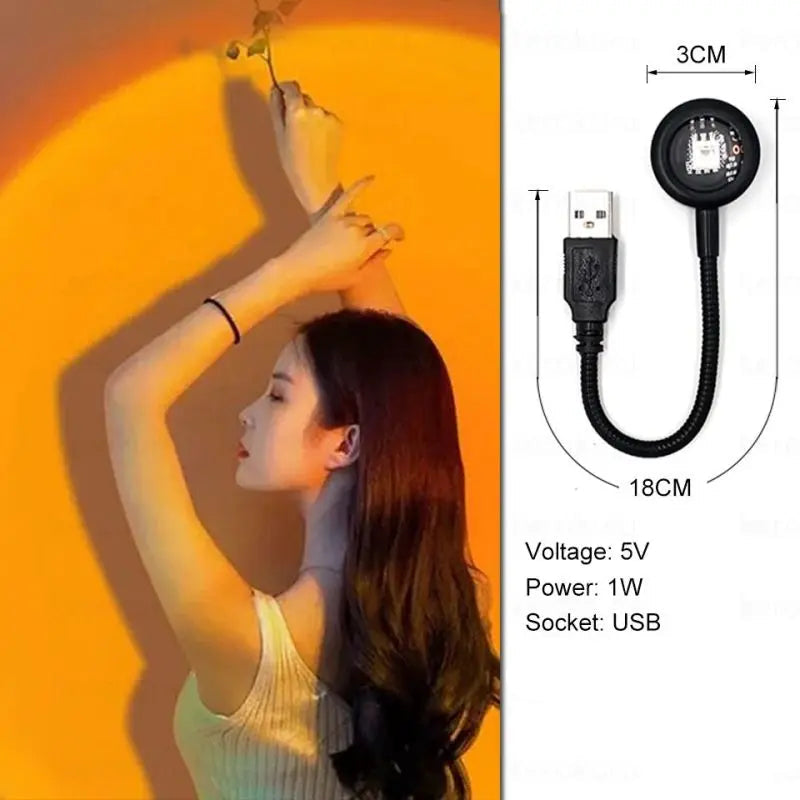 USB Solnedgang Regnbue LED Stemningsnatlys