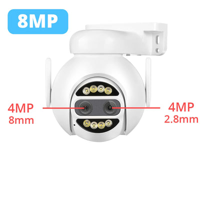 8MP 4K WiFi PTZ Sikkerhedskamera med Dobbelt Linse