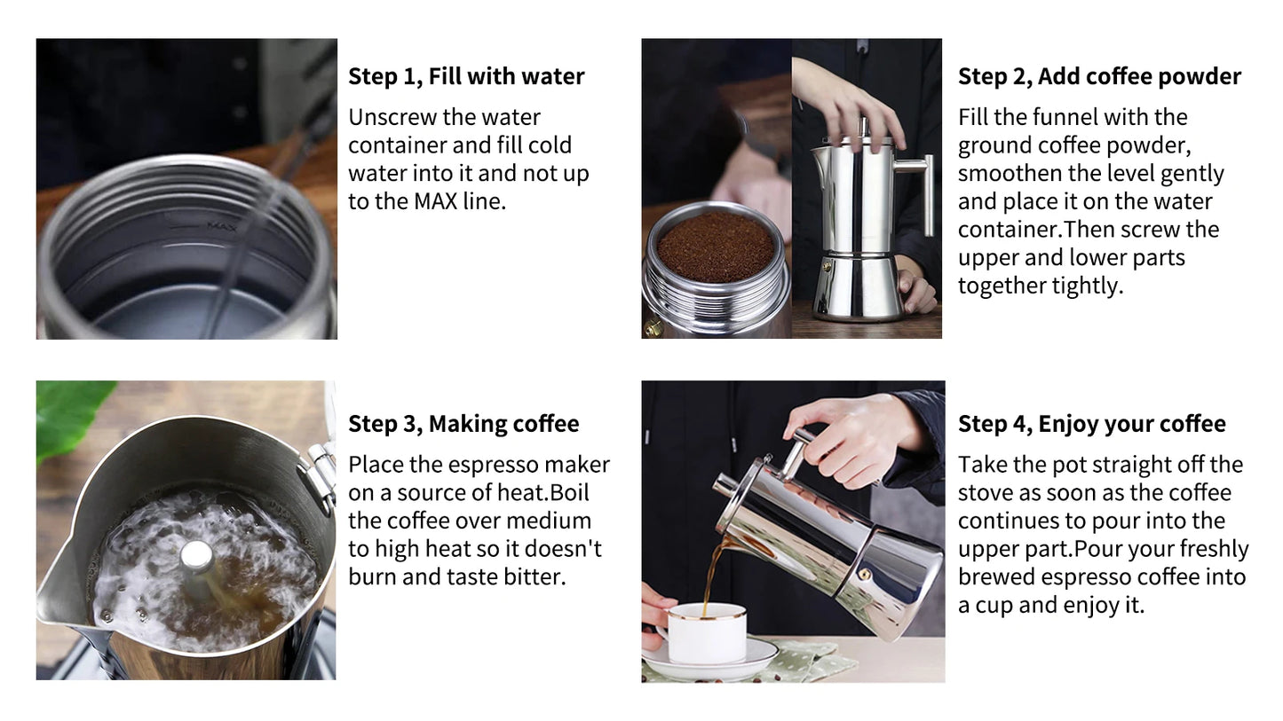 Espressomaskine i Rustfrit Stål Moka-Kande