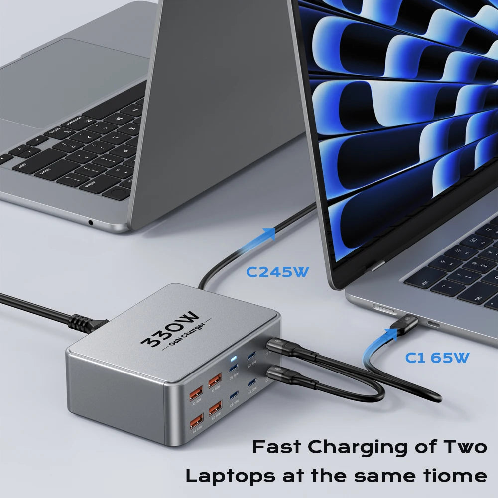 330W USB-C GaN Multiport Hurtigoplader