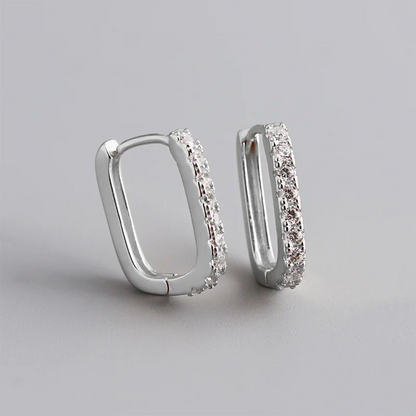 Elegante Firkantede Zirconia Hoop Øreringe