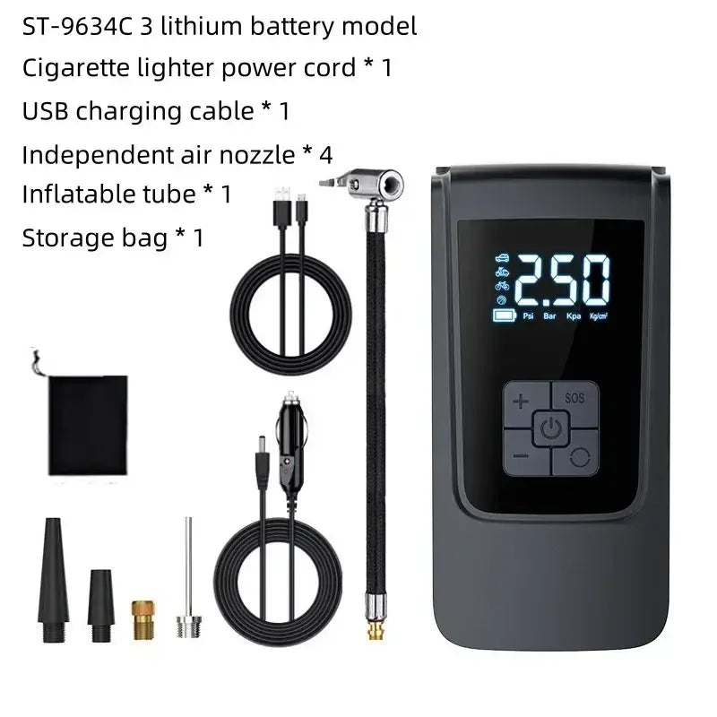 Bærbar Trådløs Dækpumpe til Bil