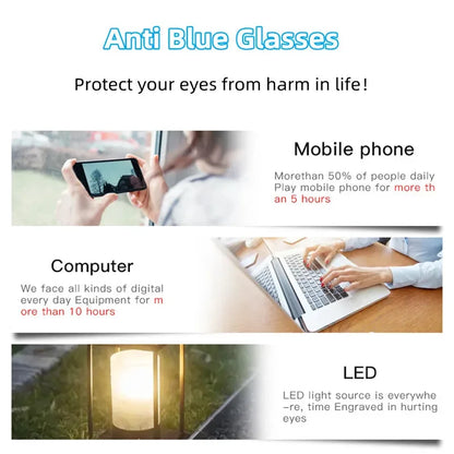 Firkantede Styrkebriller med Fotokromiske Glas og Blåt Lysfilter