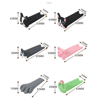 Genanvendelig Silikone Dørkile med Tegneserie-Design - Vælg mellem 1 stk., 3 stk. eller 6 stk.