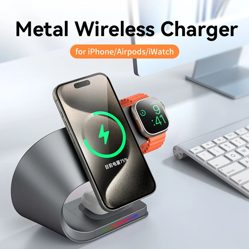 15W 4-i-1 Magnetisk Trådløs Opladningsstation