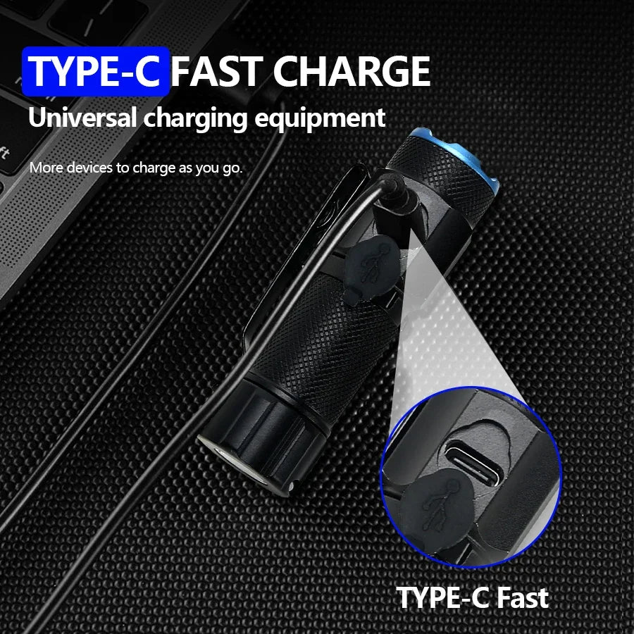 Mini LED-Lommelygte USB Genopladelig med Magnet