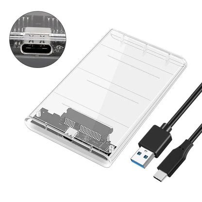 Gennemsigtigt 2,5” HDD SSD USB-C-Kabinet