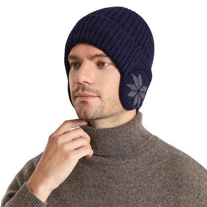 Pelsforet Vinterstrikket Beanie med Øreflap