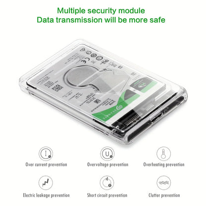 Gennemsigtigt 2,5” HDD SSD USB-C-Kabinet