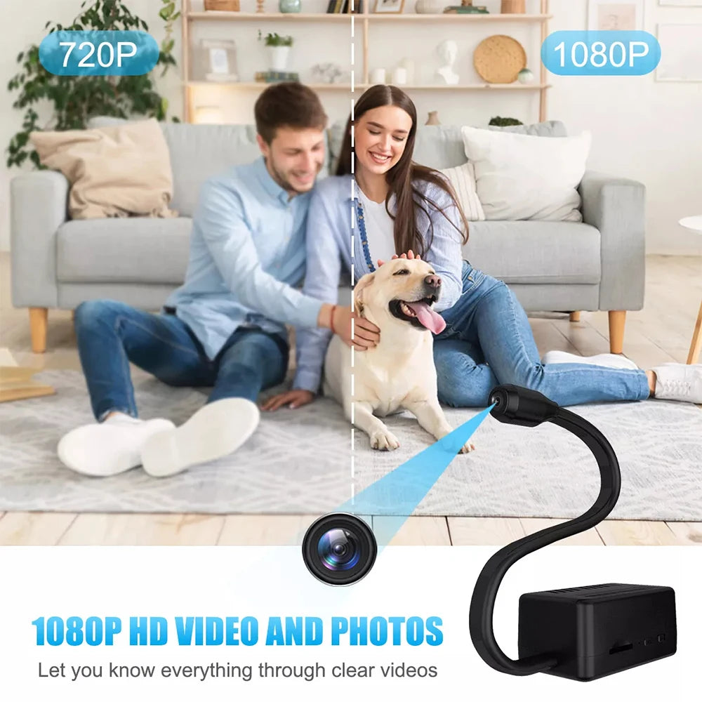 HD 1080P Mini WiFi-sikkerhedskamera med Persondetektion