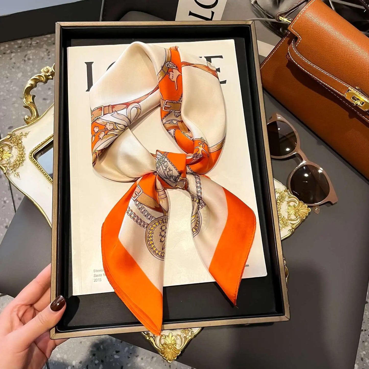 Luksus Trykt Silketørklæde til Kvinder