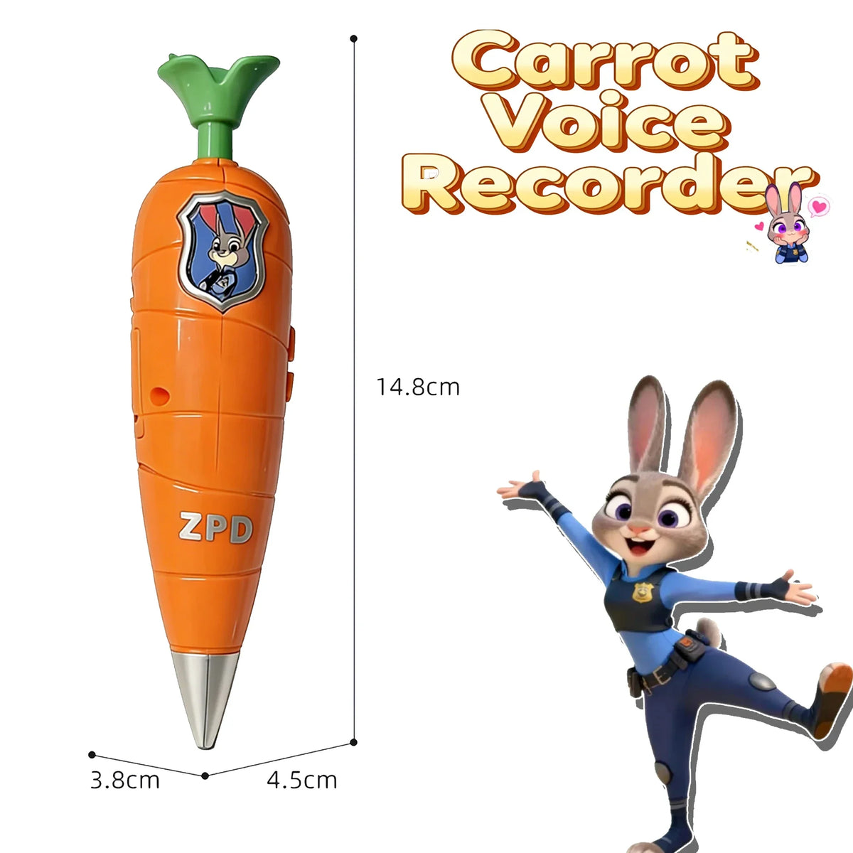 Judy Carrot 2-i-1 Stemmeoptagerpen 60 Sek. Minioptager
