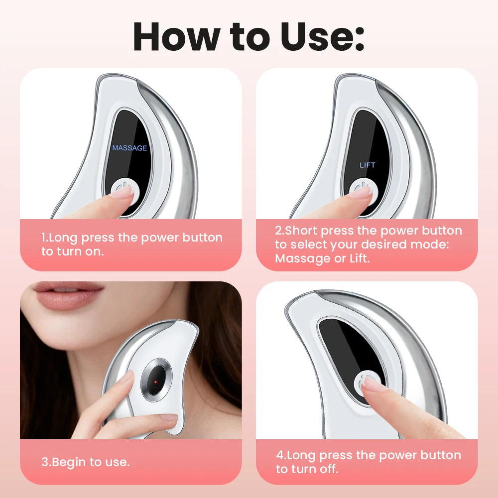 Elektrisk Gua Sha Ansigts- & Nakkemassager – Løfter, Opstrammer & Fornyende Pleje