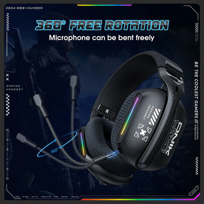 Trådløst Gaming Headset med 3 Tilstande og HD-mikrofon