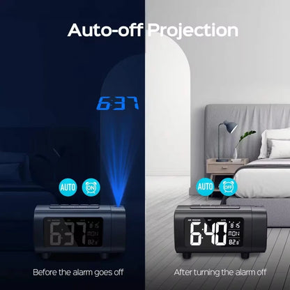 180° Projektionsvækkeur med USB-opladning