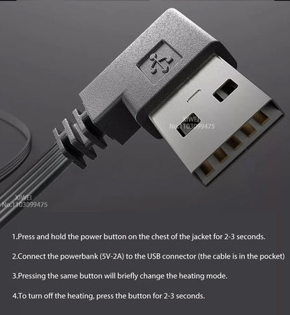 Varm Vinter Elektrisk Opvarmet Jakke - Vælg mellem 9 eller 12 opvarmede områder