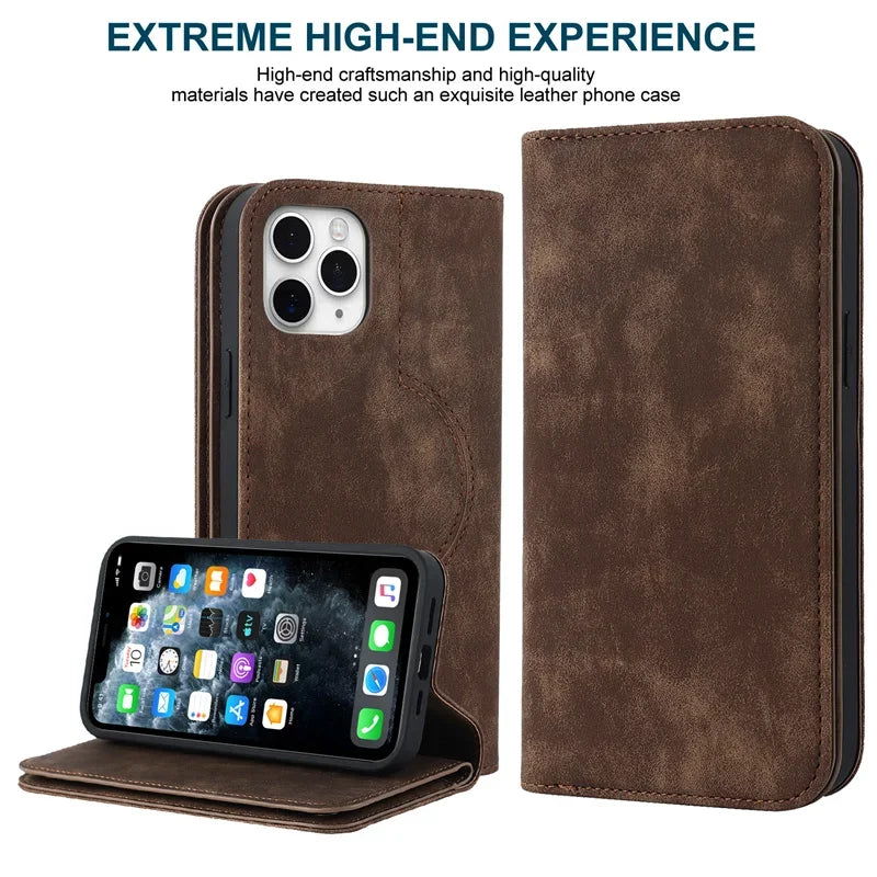 Magnetisk Læder Pung Cover til iPhone
