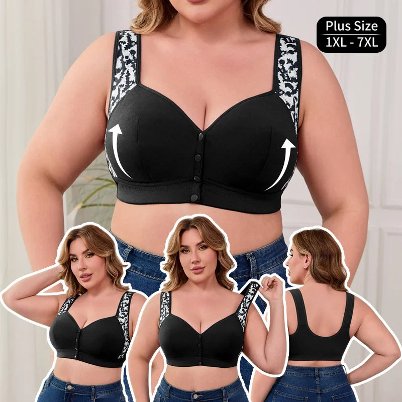 Plus Size Komfort-BH uden Bøjle med Lukning Foran