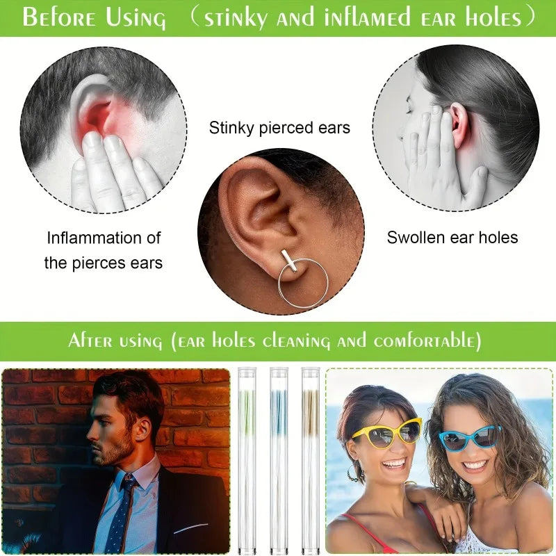 60 stk. Engangs Ørepiercing Rensepinde