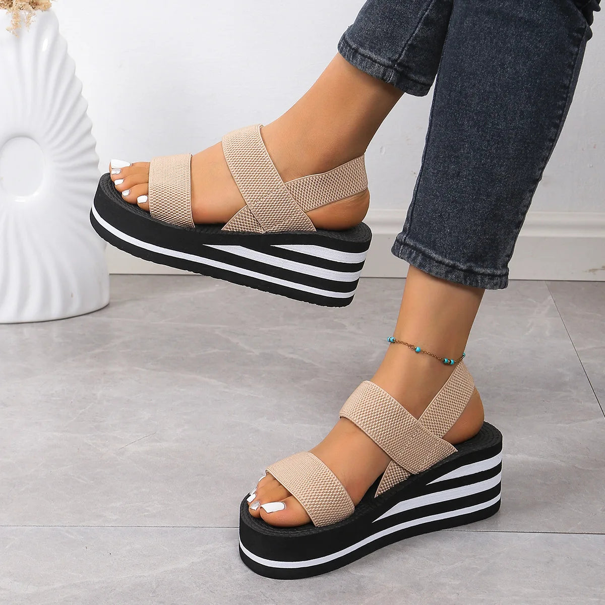 Lette Slingback-Sandaler med Kilehæl til Damer