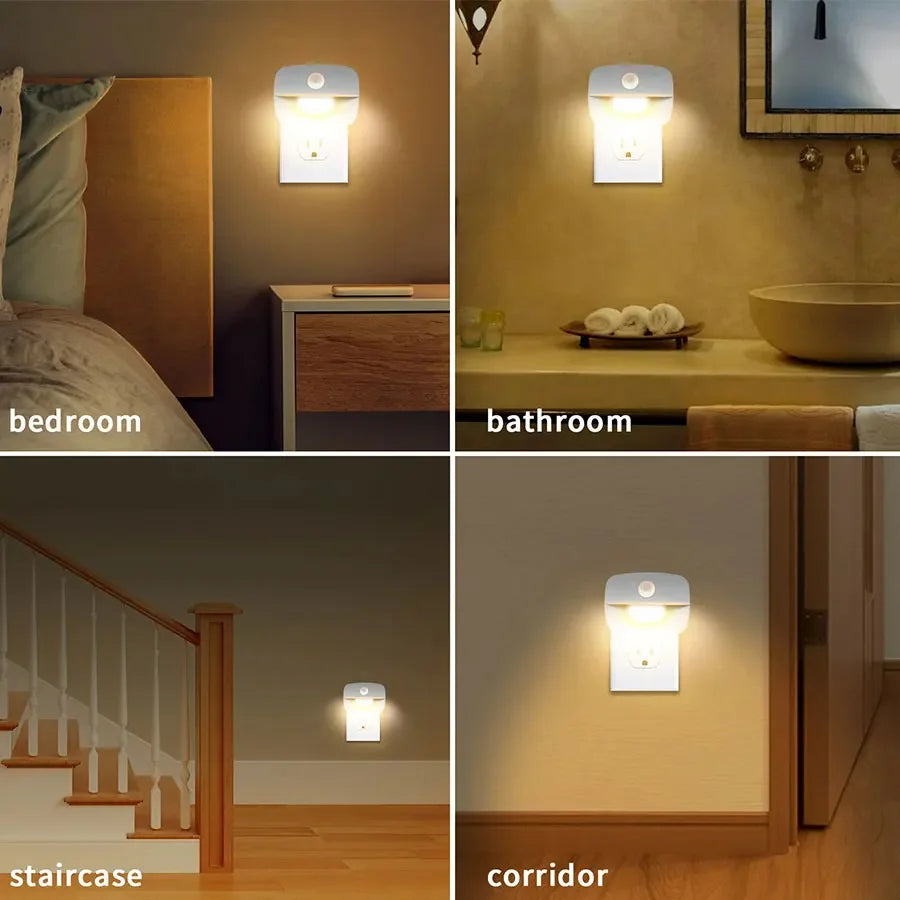 Sensor LED Natlampe til Stikkontakt til Indendørs Brug