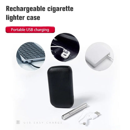 Læder Cigaretetui med Elektronisk Lighter