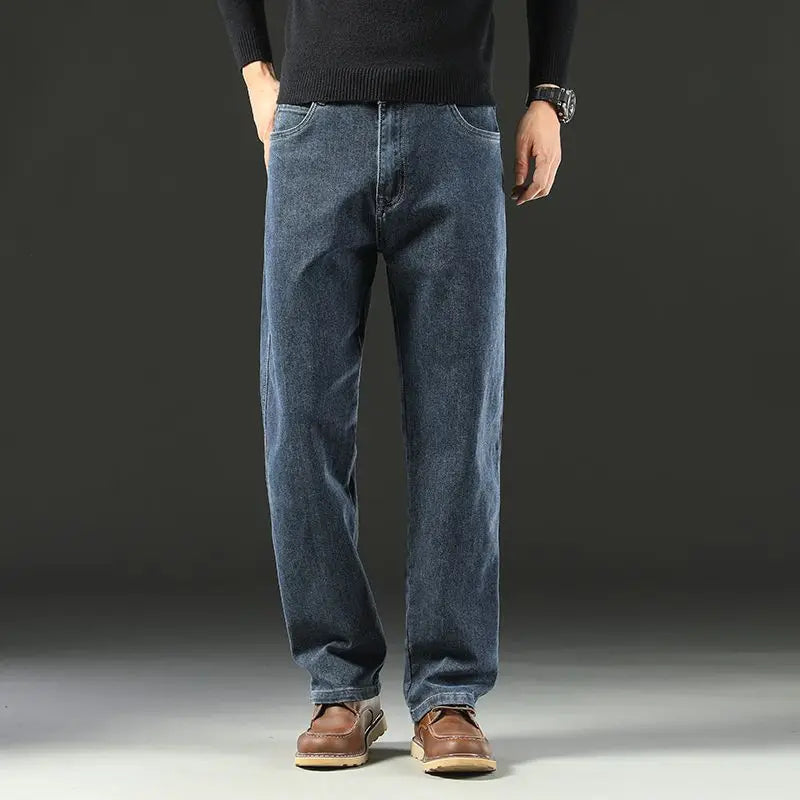 Herre Jeans med Løs Pasform Stretch og Lige Ben