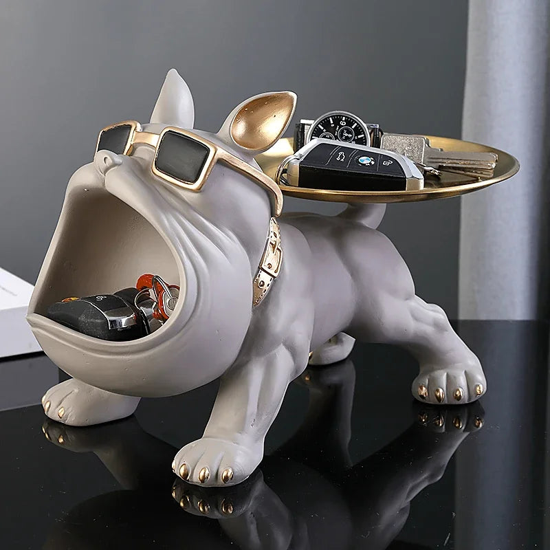 Bulldog Hund Statue Opbevaringsboks