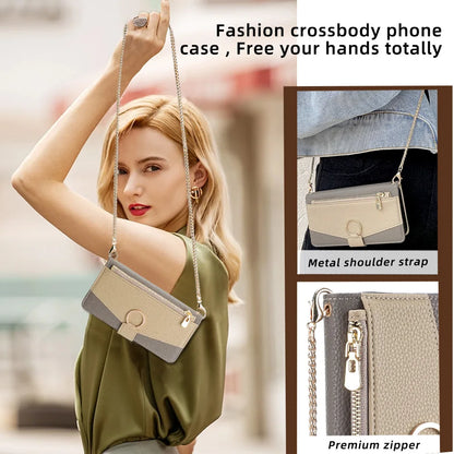 Lædertelefonetui med Crossbody-Strop til iPhone
