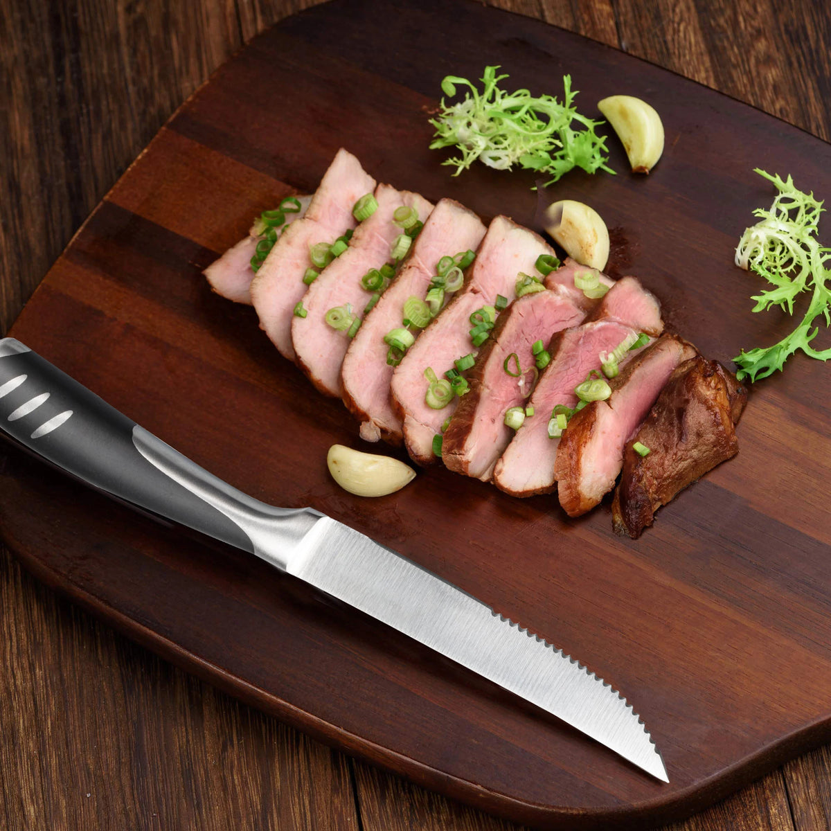 5/8 stk. Tandet Steakkniv i Rustfrit Stål
