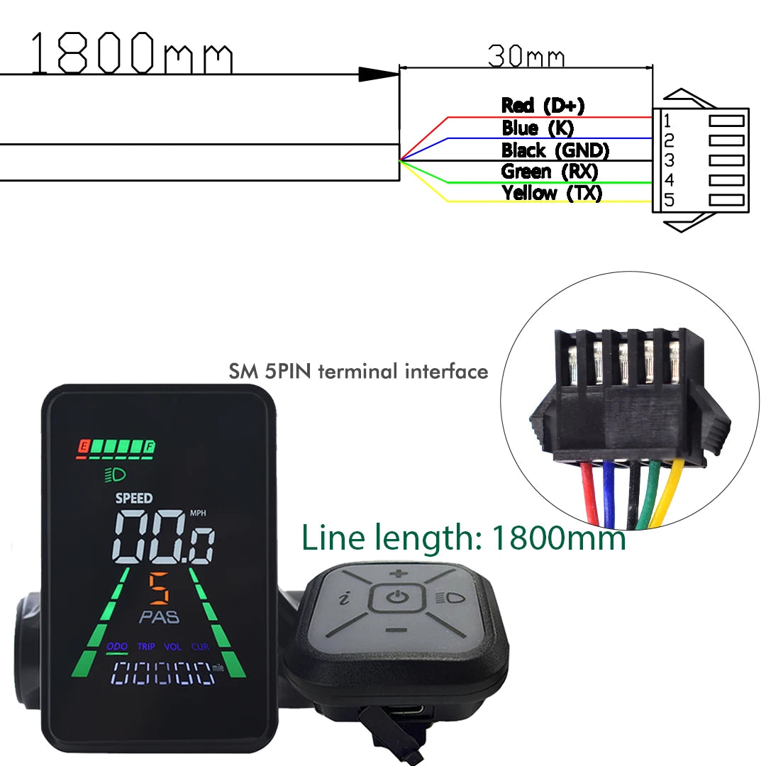 LCD-Display til Elektrisk Cykel og Elektrisk Løbehjul