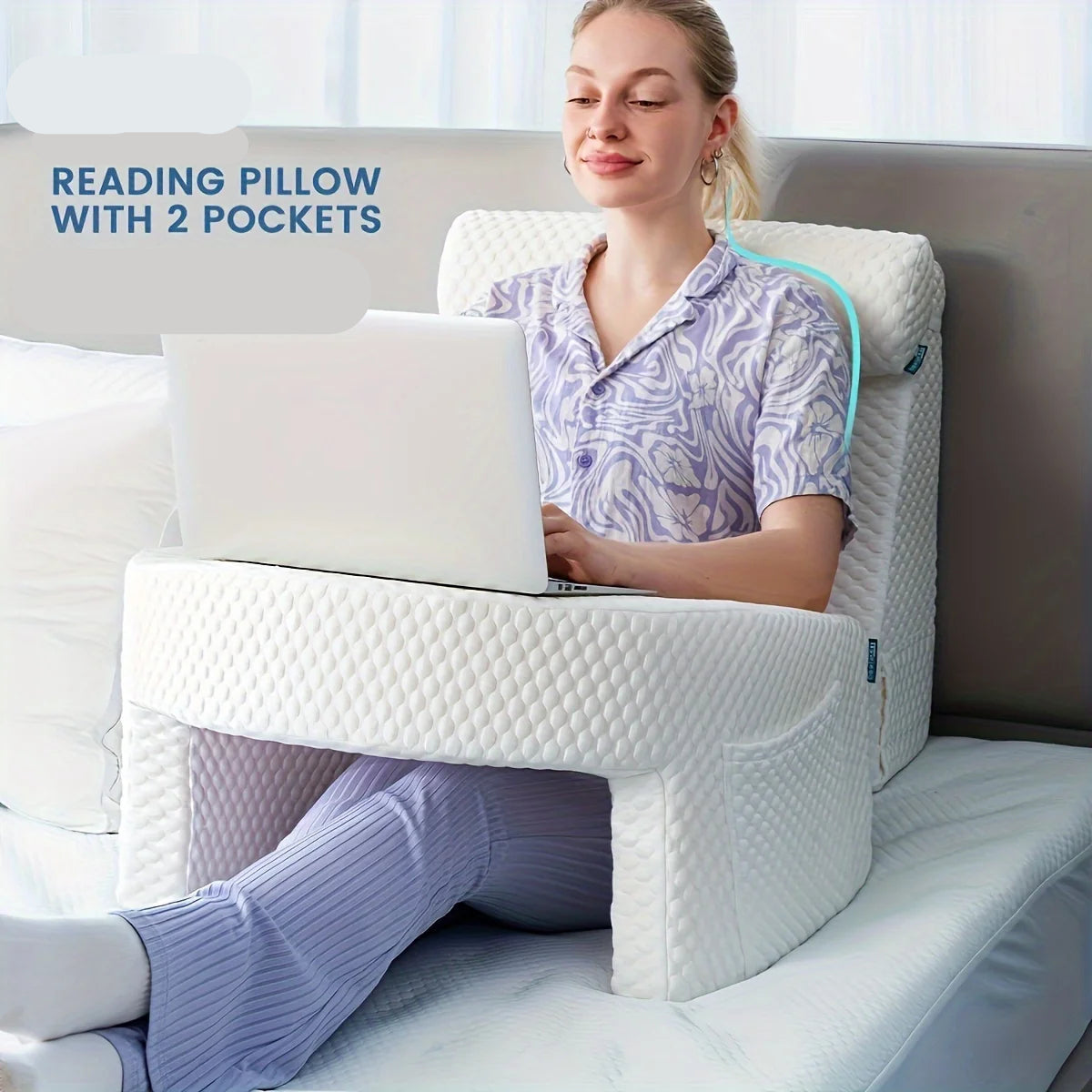 Stor Læsepude i Memory Foam med Armstøtte