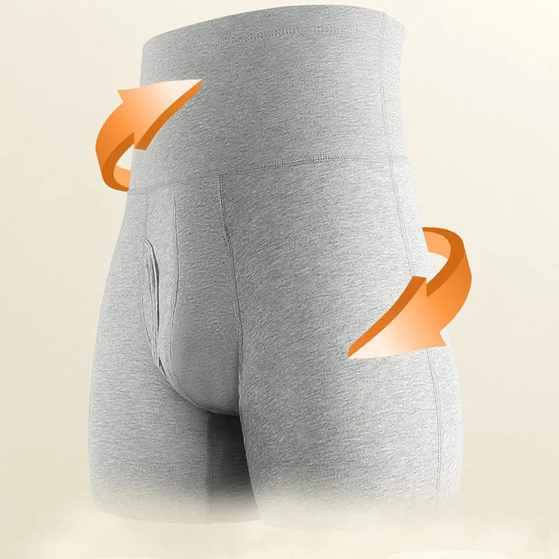 Herre Bomulds Boxershorts med Høj Talje og Lange Ben