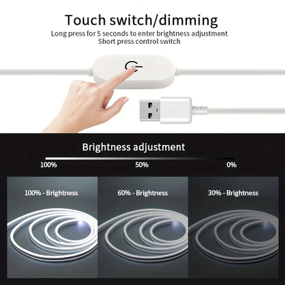 LED Neon Lysstrimmel med USB og Touchdæmper