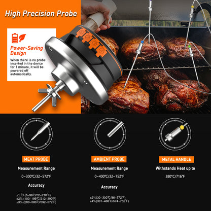 Smart Bluetooth Stegetermometer til Grill, Rygeovn og Ovn – med App-styring