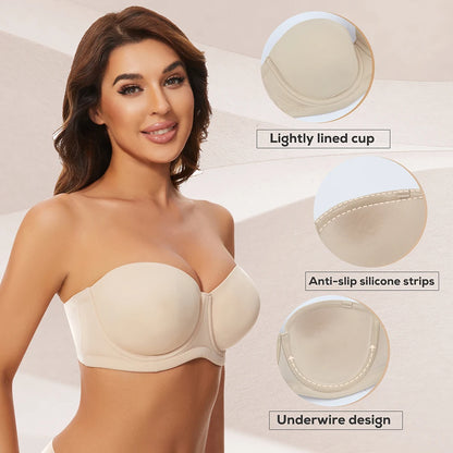 Plus Size Stropløs Push-Up BH til Stor Barm