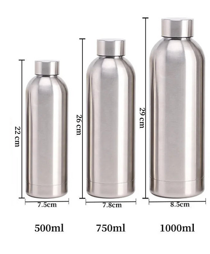 Vandflaske i Rustfrit Stål til Sport og Rejser - 500, 750, 1000ml