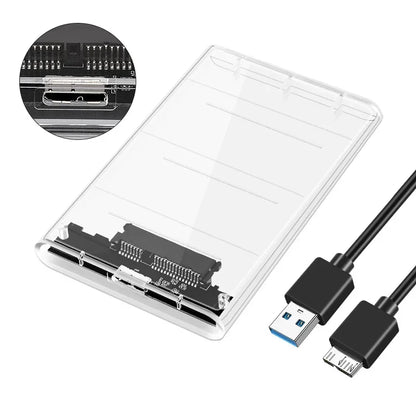 Gennemsigtigt 2,5” HDD SSD USB-C-Kabinet