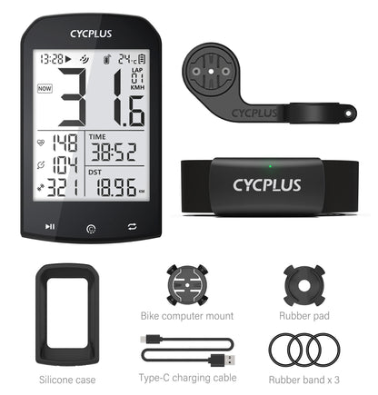 Smart GPS-Cykelcomputer med Hastighedsmåling og Medfølgende ANT+/Bluetooth-Pulsbælte til Komplet Præstationsovervågning