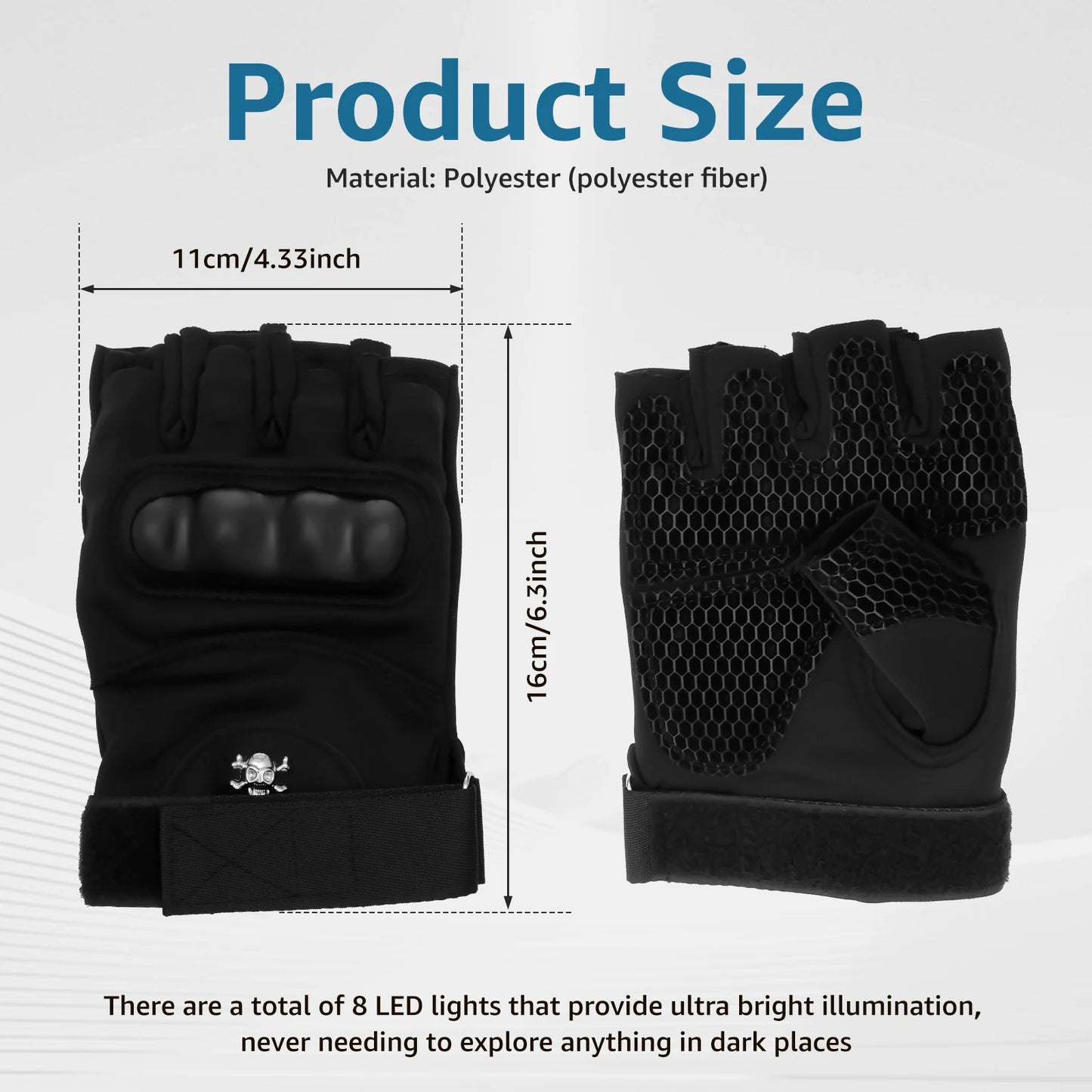 8 LED Håndfri Lommelygtehandsker
