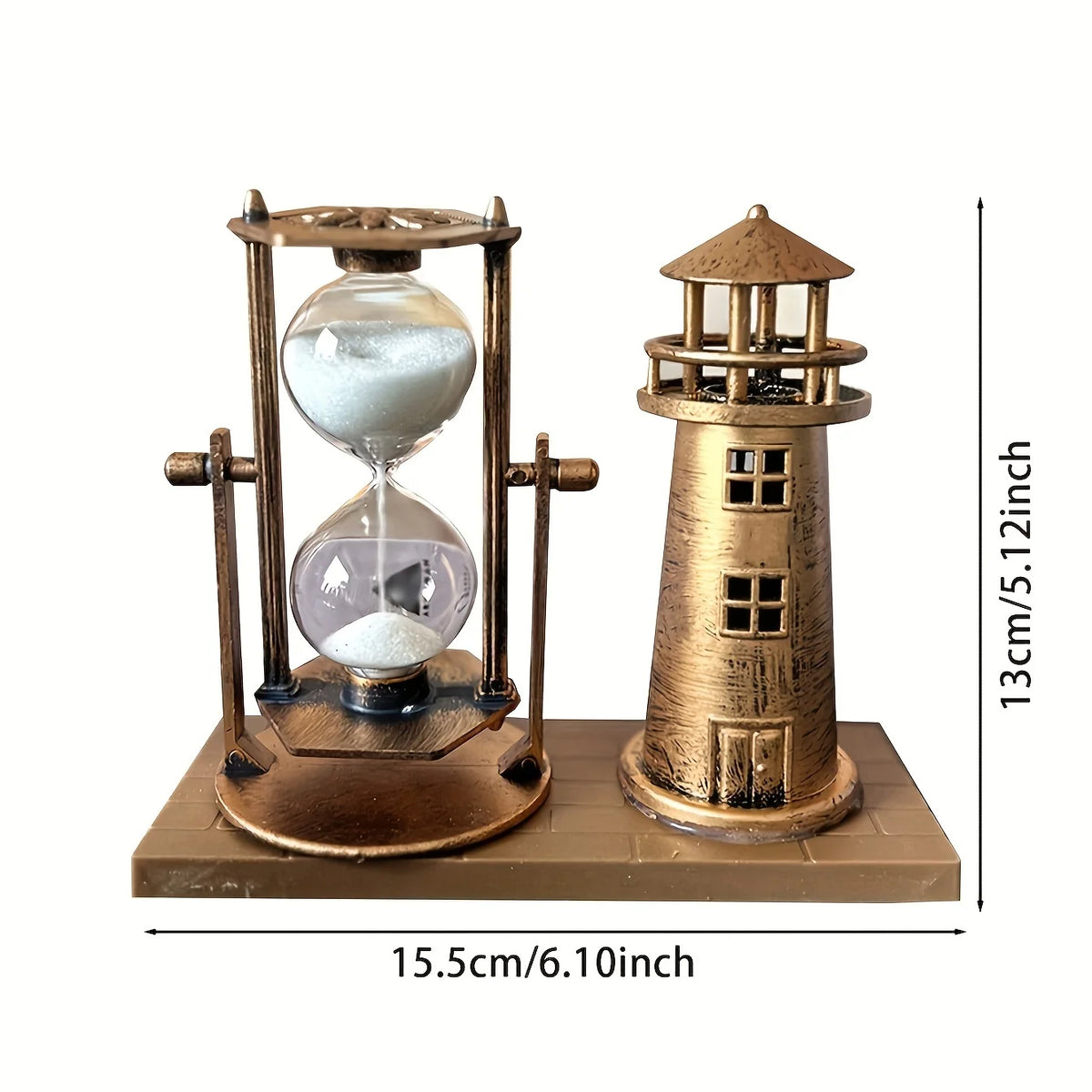 Vintage Fyrtårn med Timeglas i Bronzefarve