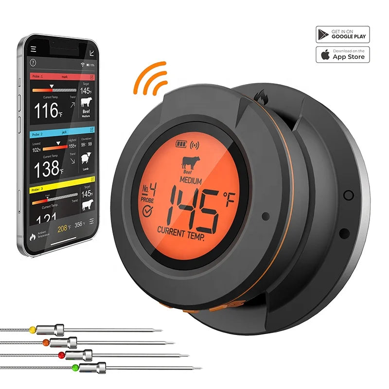 Smart Bluetooth Stegetermometer til Grill, Rygeovn og Ovn – med App-styring